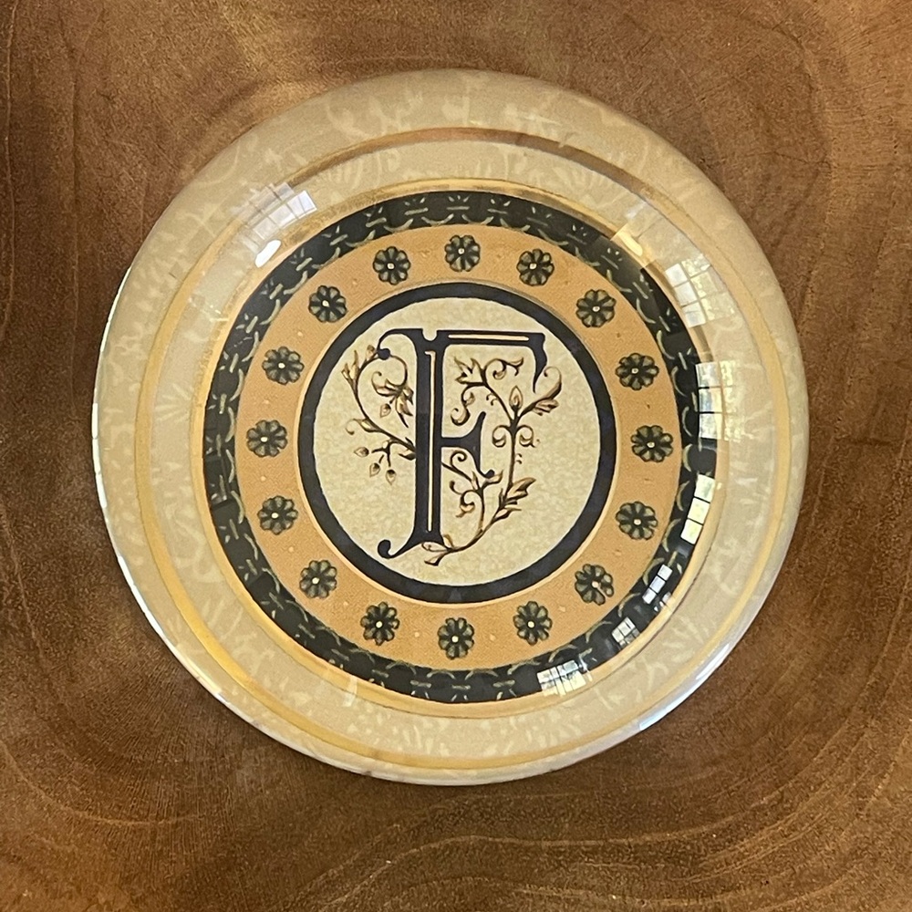 Punch Studio paperweight monogrammed crystal with the initial "F"